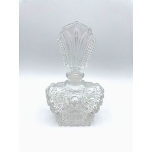Vintage Large Art‎ Deco Clear Cut Glass Perfume Bottle with Stopper Dauber Heavy